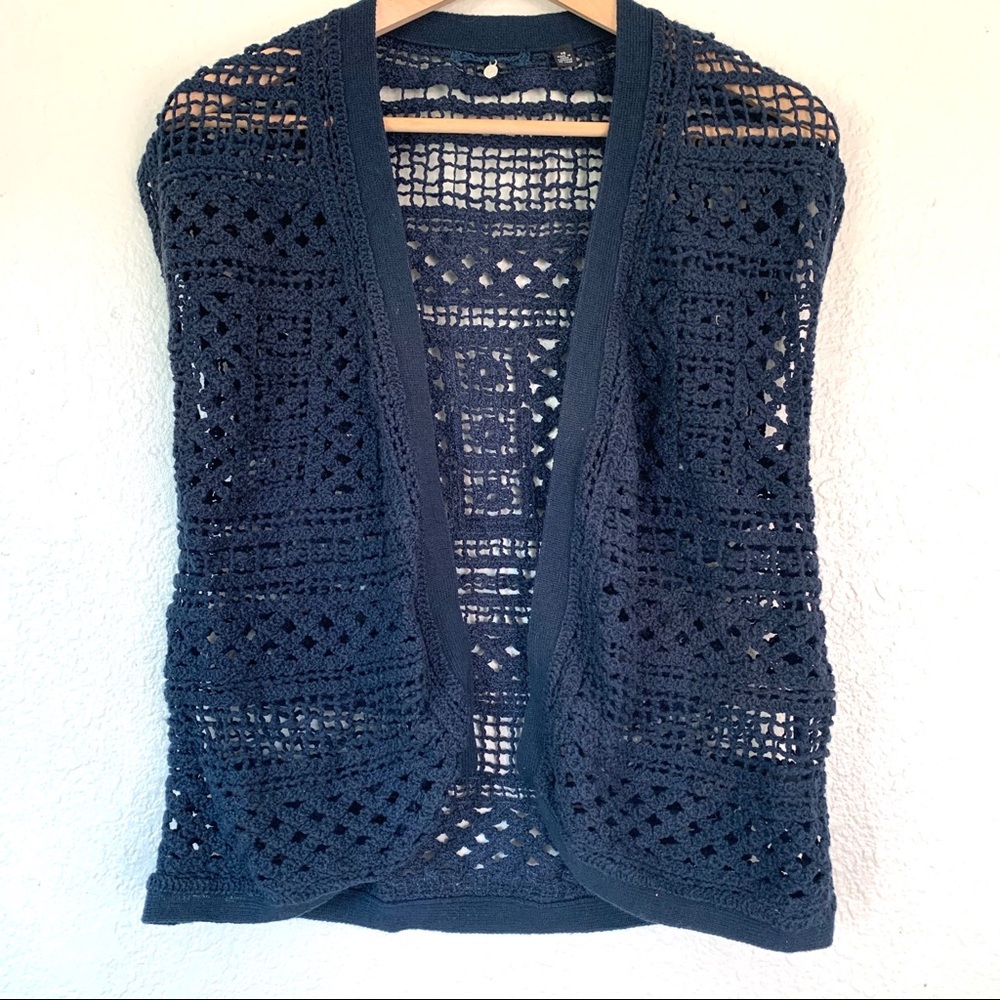 Knitted & Knotted Anthro crochet cardigan vest